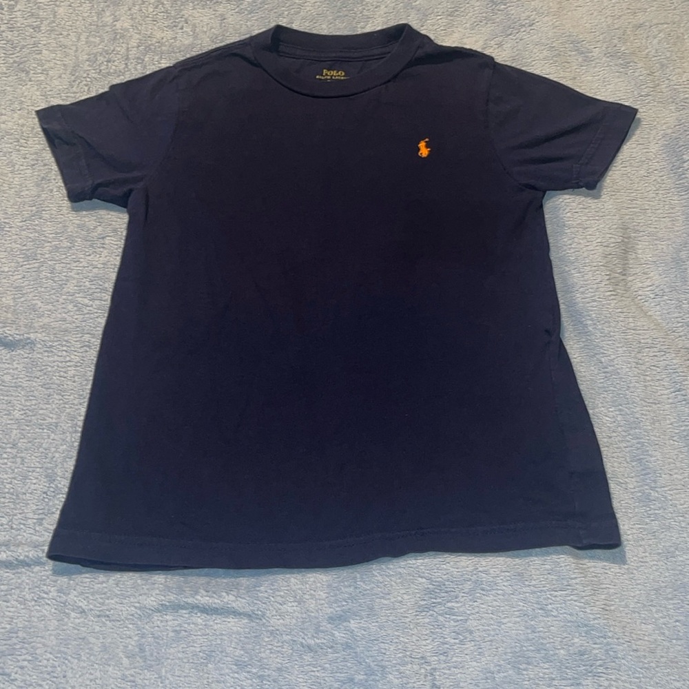 Polo by Ralph Lauren Kids Navy Tee with Bright Orange Emblem